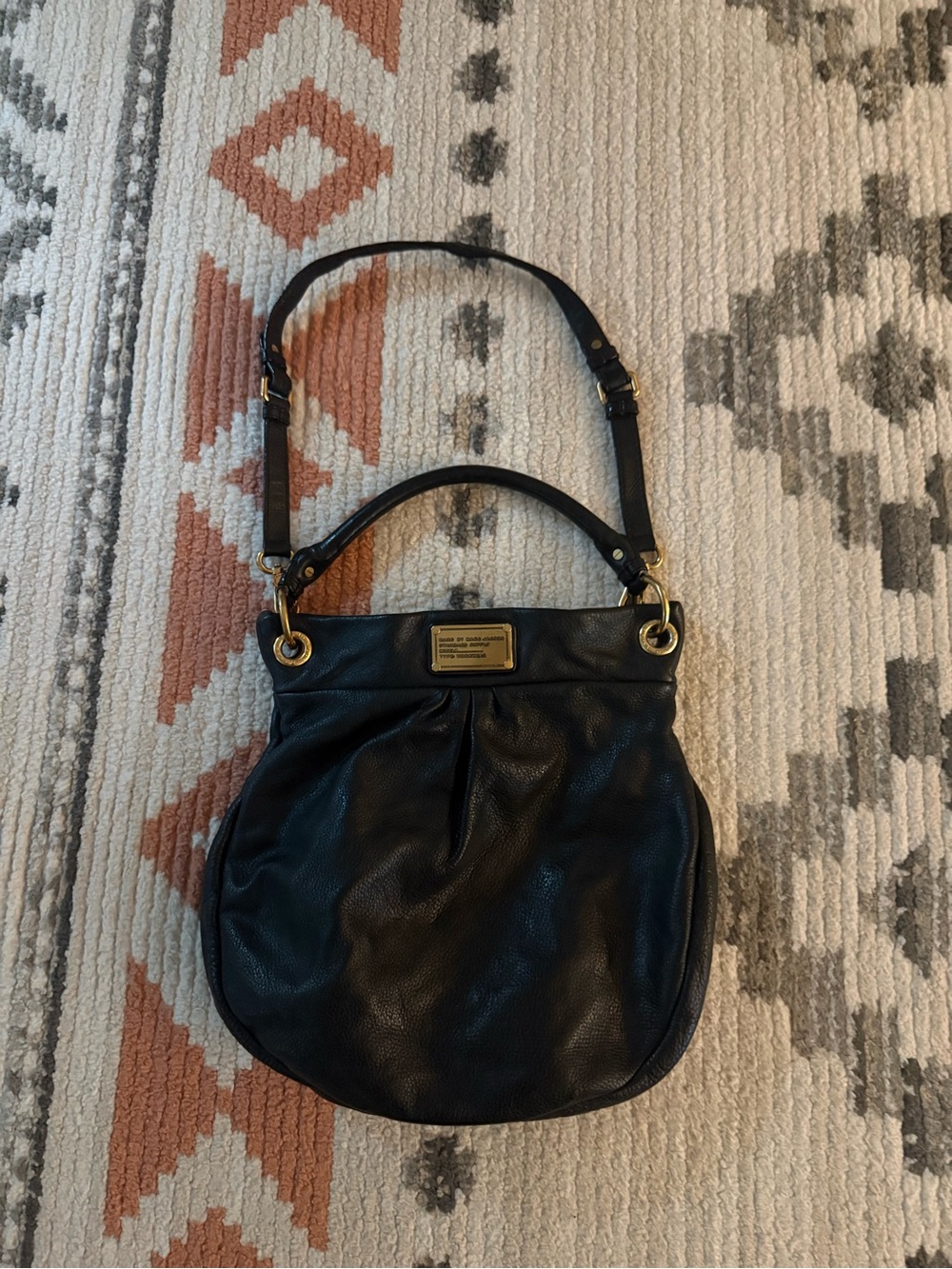 Marc by Marc Jacobs Women's Black Leather Shoulder Bag with Gold Accents